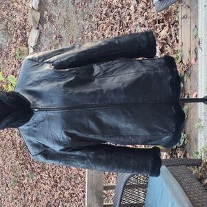 Reversible genuine leather and teddy bear coat two in one